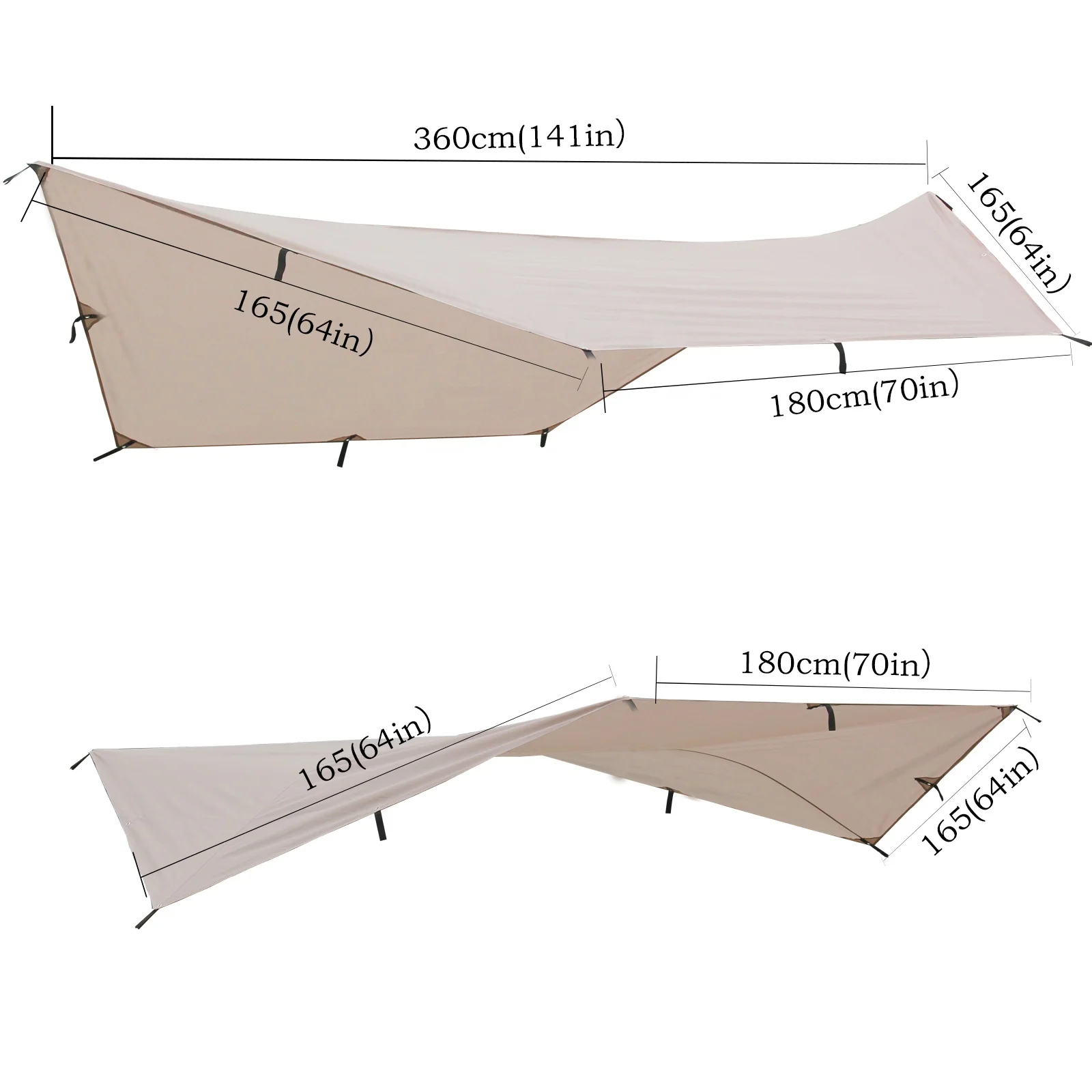 Camping Tent Tarps Waterproof Heavy Duty Waterproof Oxford Rain Tarp  Windproof Sun Shade Shelter for Backpacking Camping Travel