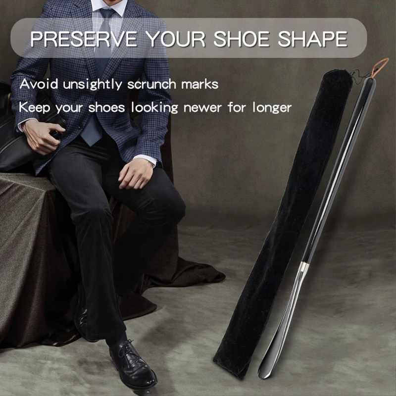 Factory Wholesale Custom LOGO Lazy Shoe Helper Long Luxury Handle Metal Shoe Horn