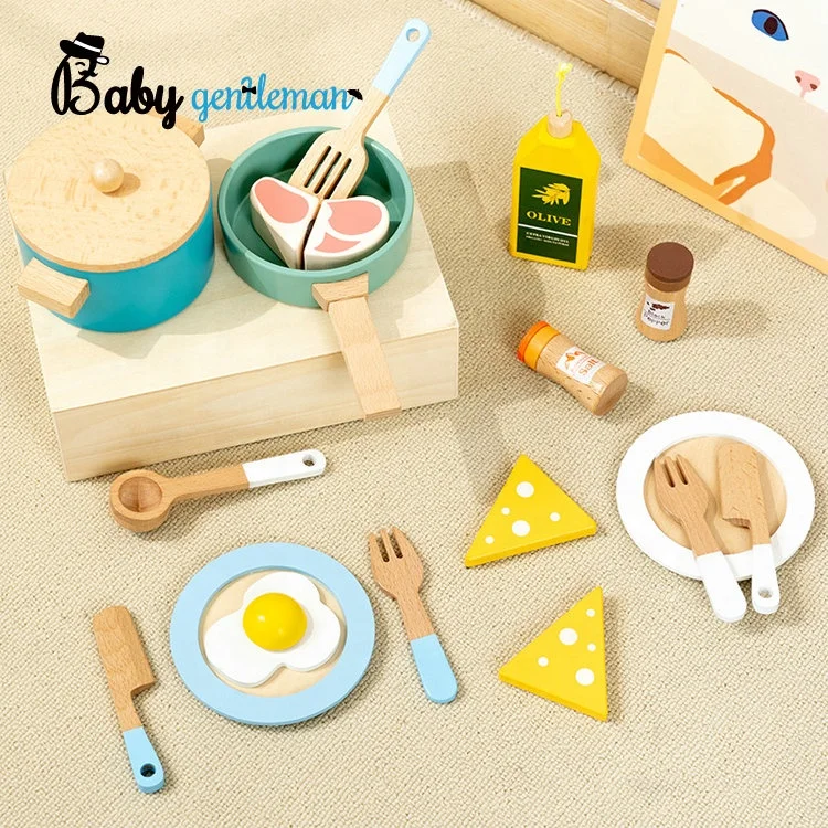 High Quality Pretend Play Kitchen Stove Wooden Cooking Toy Set For Kids Z10830D