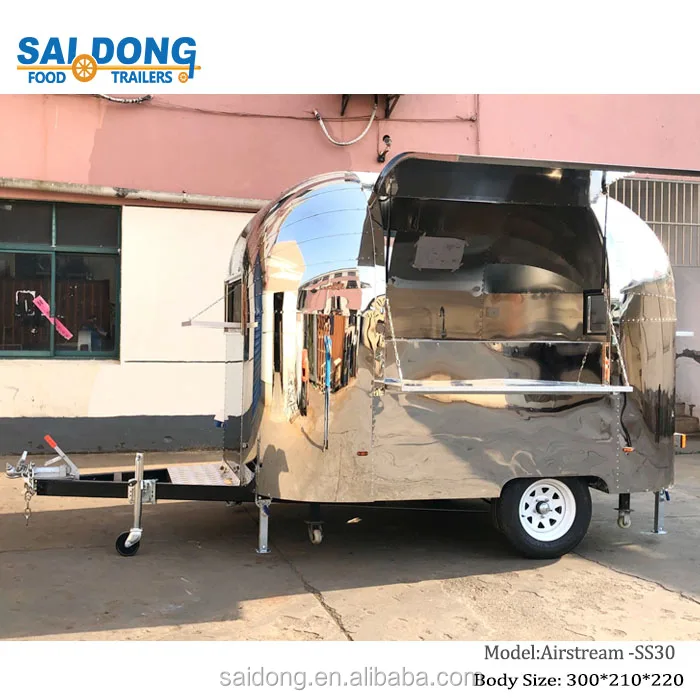 Saidong Mobile Pizza Fast Food Truck BBQ Food Trailers Airstream mirror Commercial Food Trailer For Sale Europe