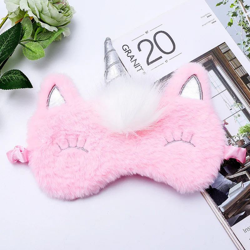 New plush unicorn eye mask animal cartoon sleep shade eye mask ice compress eye mask