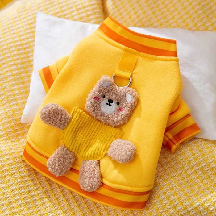 2024  Fall Winter Newest Pocket Bear Cute Pet Dog Draw Sweatshirt Two Legs Clothes