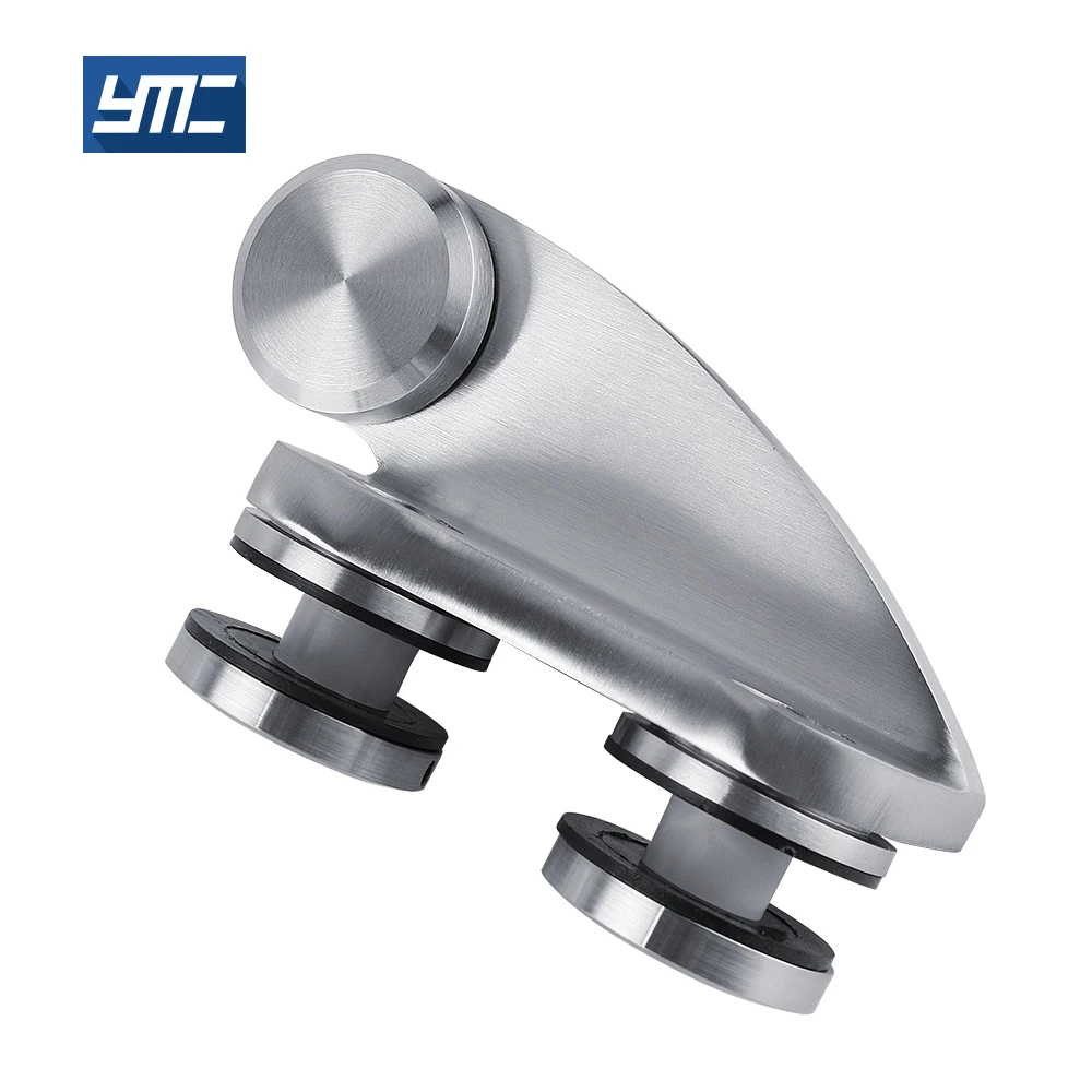 Easy Install Stainless Steel 304 Brushed Offset Bottom Patch Fitting Floor Clip Glass Door Clamp