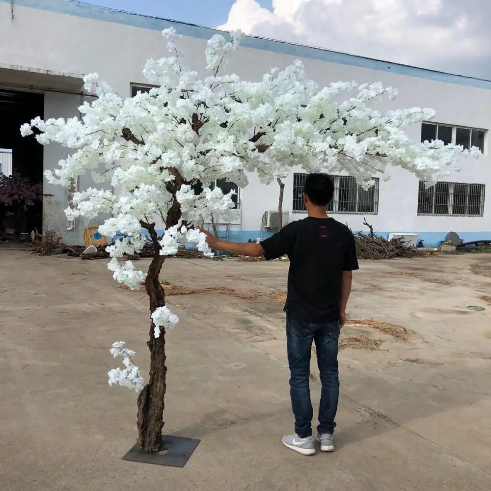 JQSLH139 Customized Wedding 3ft Artificial Plant Tree White Sakura Cherry Blossom Tree Centerpiece