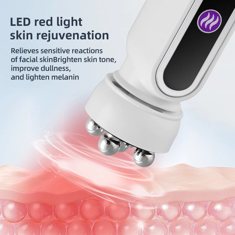 Handheld 360 Rotary Massage EMS LED Red Light Therapy Heating Facial Machine for Skin Nourish