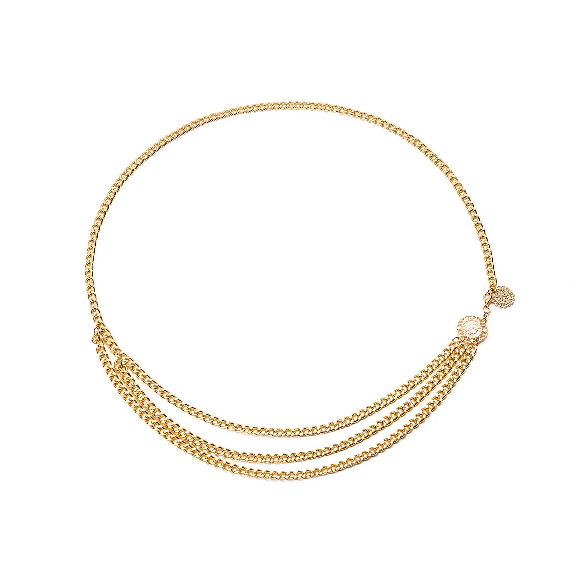 Fashion Multilayer Metal Waist Chain Dress Belts Metal Belt for Women Punk Gorgeous Chain for Ladies Dresses