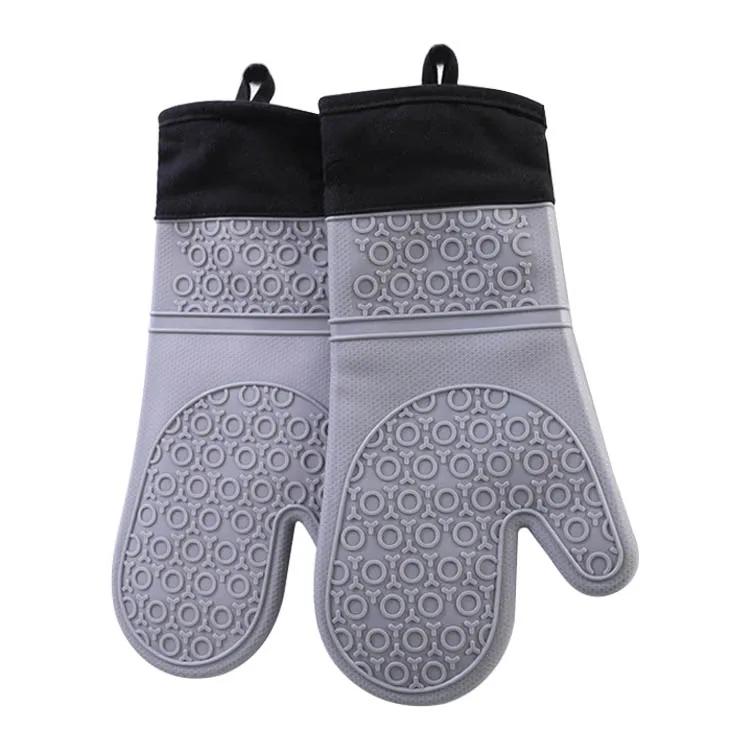 Christmas Double Cotton Rubber Flexible Heat Resistant Kitchen Baking Grill Cooking BBQ Oven Gloves Microwave Silicon Oven Mitts