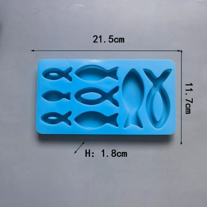 8 Cavity Large Small Fish Shape Silicone Cake Mold Candle Soap Mold DIY Making Mold Silicone Resin Tray