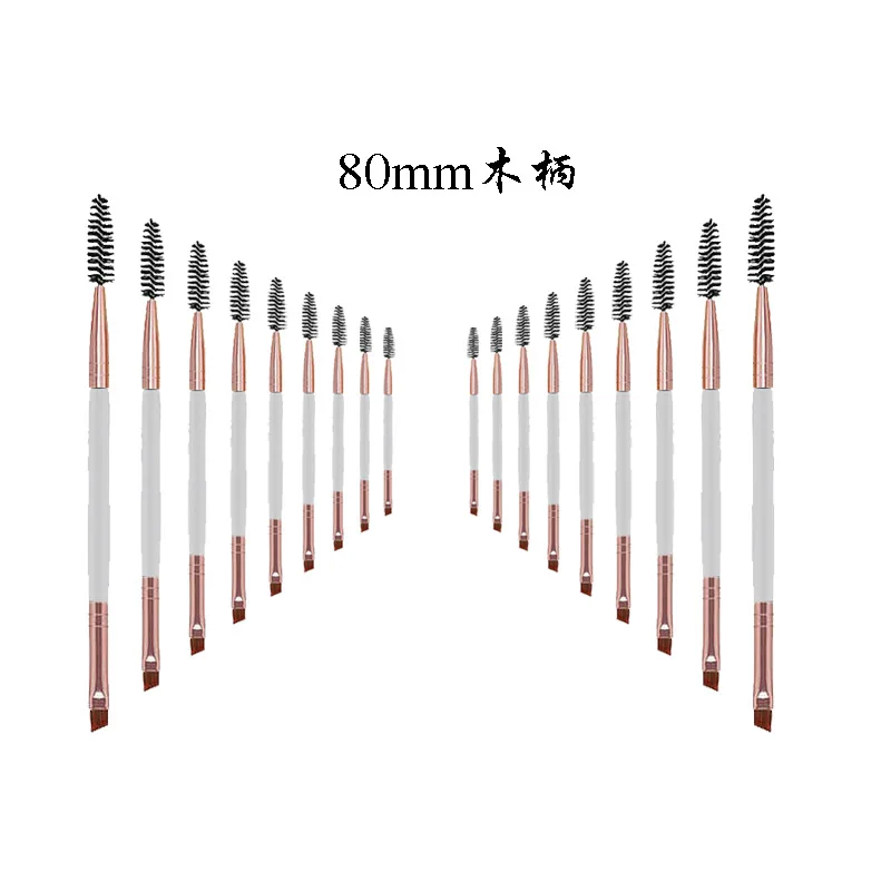 Wholesale Single Makeup Brush with Dual Ended Angled Spoolies Double Sided Wood Brow Eyebrow Brush Accessories