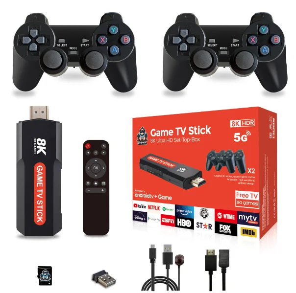 Q9MAX 8K HDR Game Console with TV Game Stick Handheld  Smart 20000+ Retro 3D Game  Wireless Controller  5G WIFI Android TV BOX