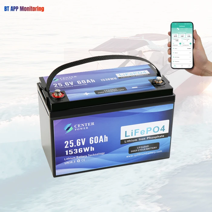 Center Power 24v 60ah lifepo4 24 volt system fishing electric boat lithium batteries for boat motors