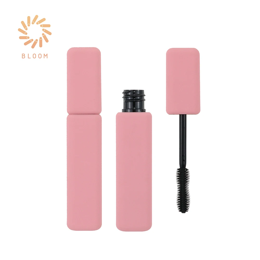 
10ml Hot Sale Rubber Paint Empty Rounded Square Pink Eyelash Custom Mascara Tube 