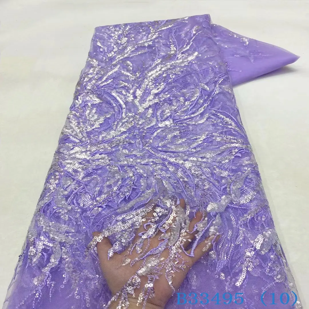 Sustainable Embroidered Lace Fabric with Sequin Embroidery Party Dress Mesh Type Lace Eco-Friendly Fabric