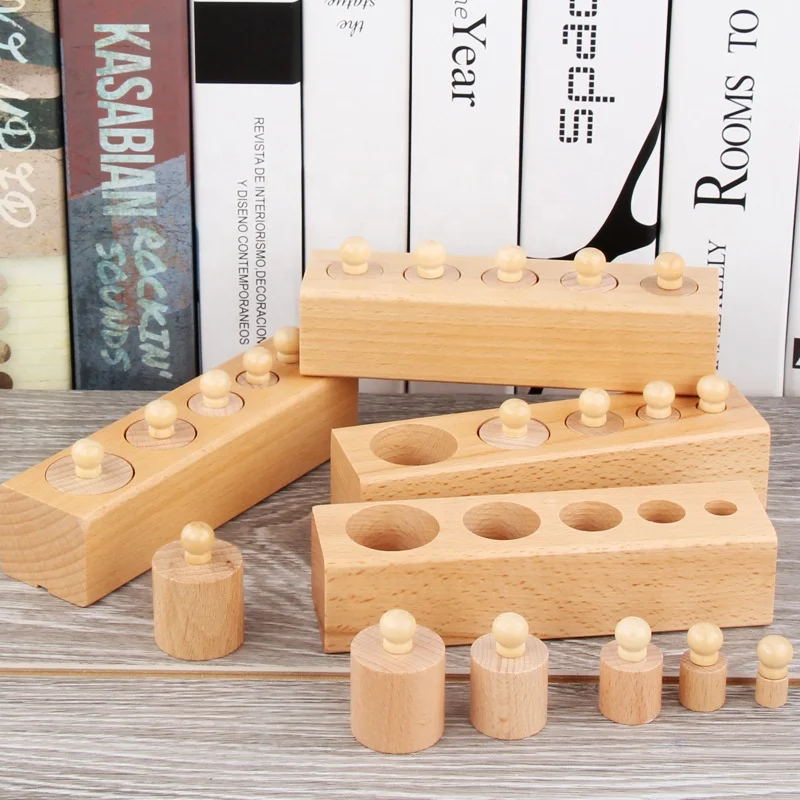 Hot Selling Montessori Baby Wooden Toys Log Small Socket Cylinder Building Blocks Educational Toys
