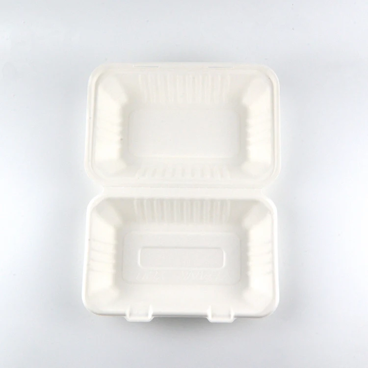 Disposable Paper Pulp Lunch Box Sugarcane Bagasse Container Food Biodegradable Food Box