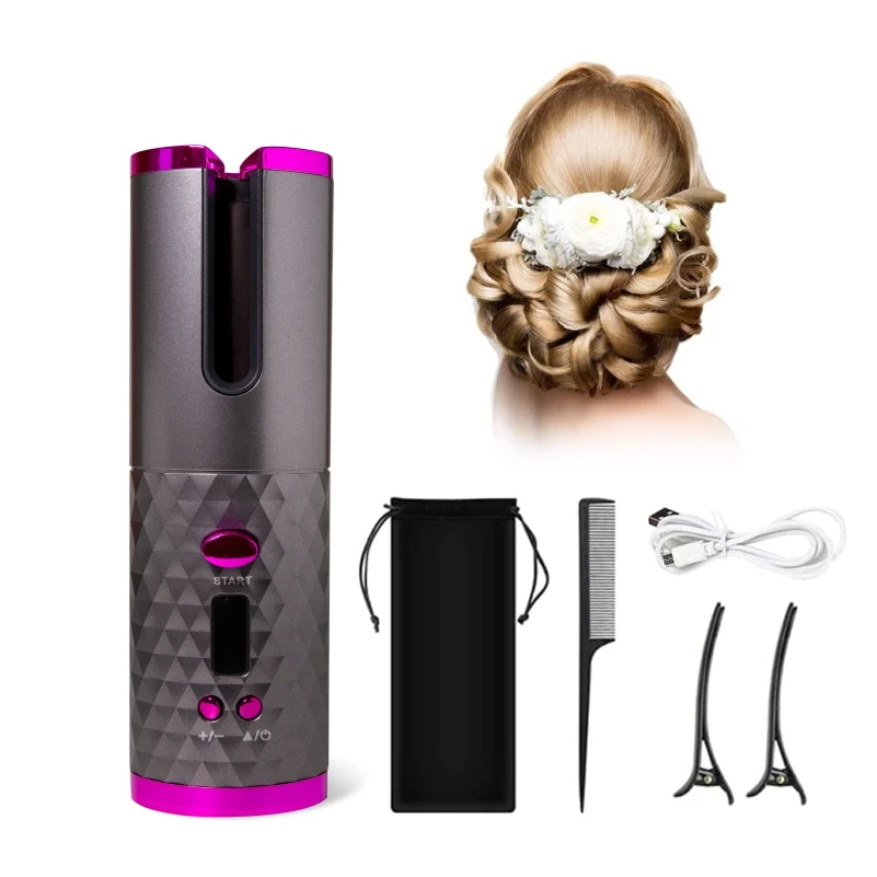 Wavy Waver Wireless Automatic Infrared Spiral Cordless Auto Iconic 360 Rotating Professional Battery Operated Hair Curler Hair