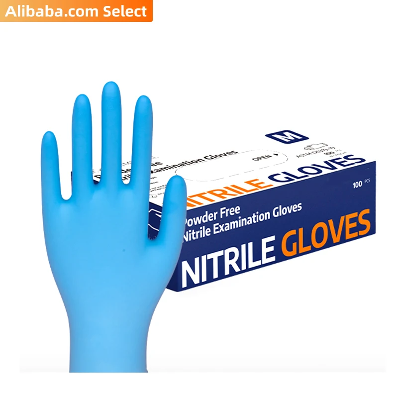 Customize food grade disposable protective blue nitrile powder free guantes hand gloves for USA