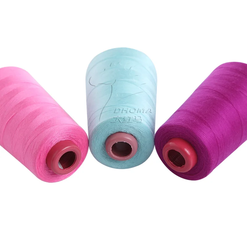 DHOMA Dyed Polyester Sewing 60S/3 sewing thread colorful tex 27 100% spun polyester sewing thread price for garment