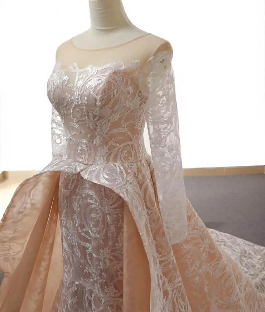 RSM66617 Jancember real elegant hot selling long sleeves long suzhou evening dress fish cut prom dress