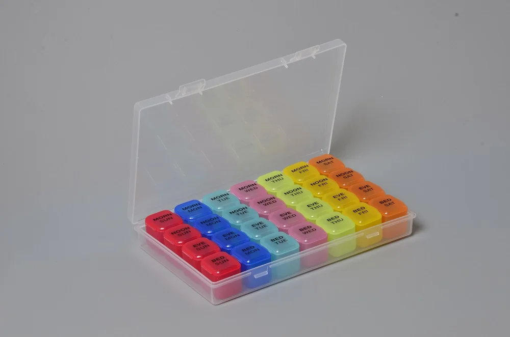 Monthly Pill Box am/pm Pill Organizer box for 7 Days 28 Compartments pill packaging box