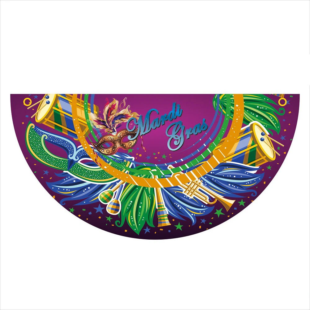 Custom Design Mardi Gras Polyester Fabric Hanging Bunting Banner for Carnival Parade floats Wall Photo Backdrops Decoration