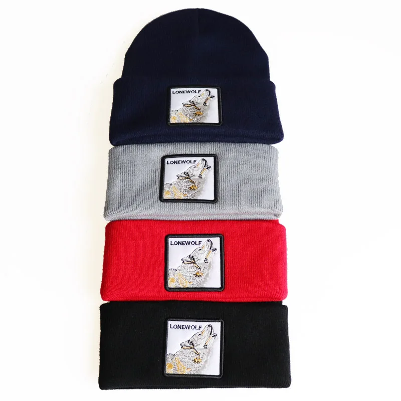 Popular Animal Cartoon Knitted Hat Winter Warm Beanie Hat Black Panther Tiger Lion Bulldog Snake Wolf Hat