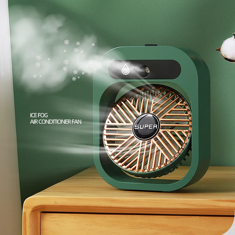 Summer Portable Desk Fan Air Cooling  Water Mist Humidifier Fan USB Battery Rechargeable Fan
