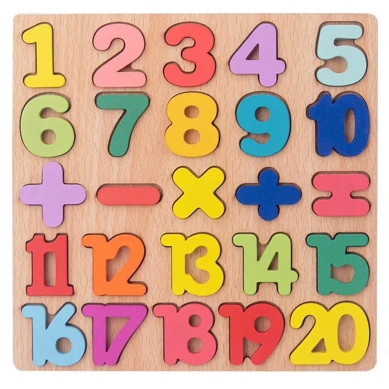 Wood baby toys Alphabet Number Matching English Cognitive Hand Grasping Board Montessori Early educational wooden toys for kids