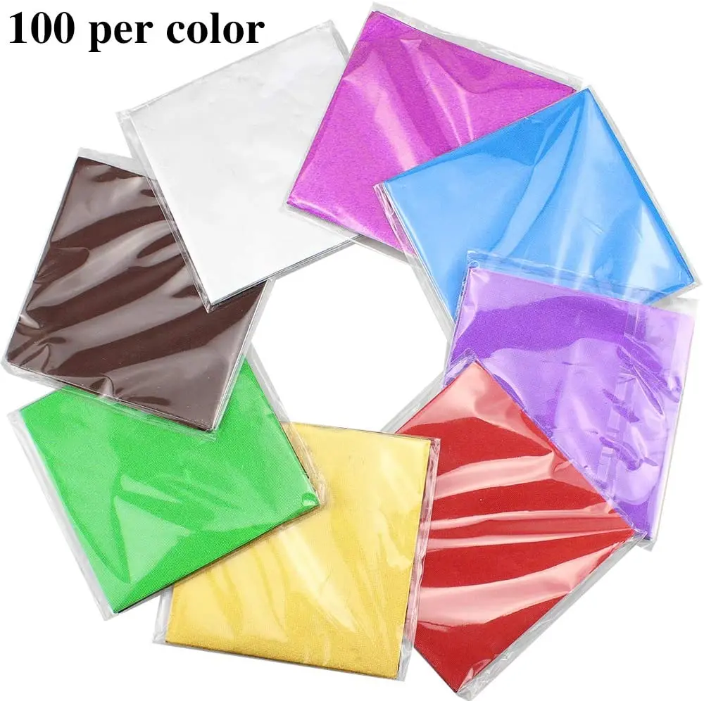 3.15x3.15 inch Chocolate Candy Wrappers Aluminium Foil Paper Square Sweets Lolly Paper Food Candy Tin Foil Wrappers
