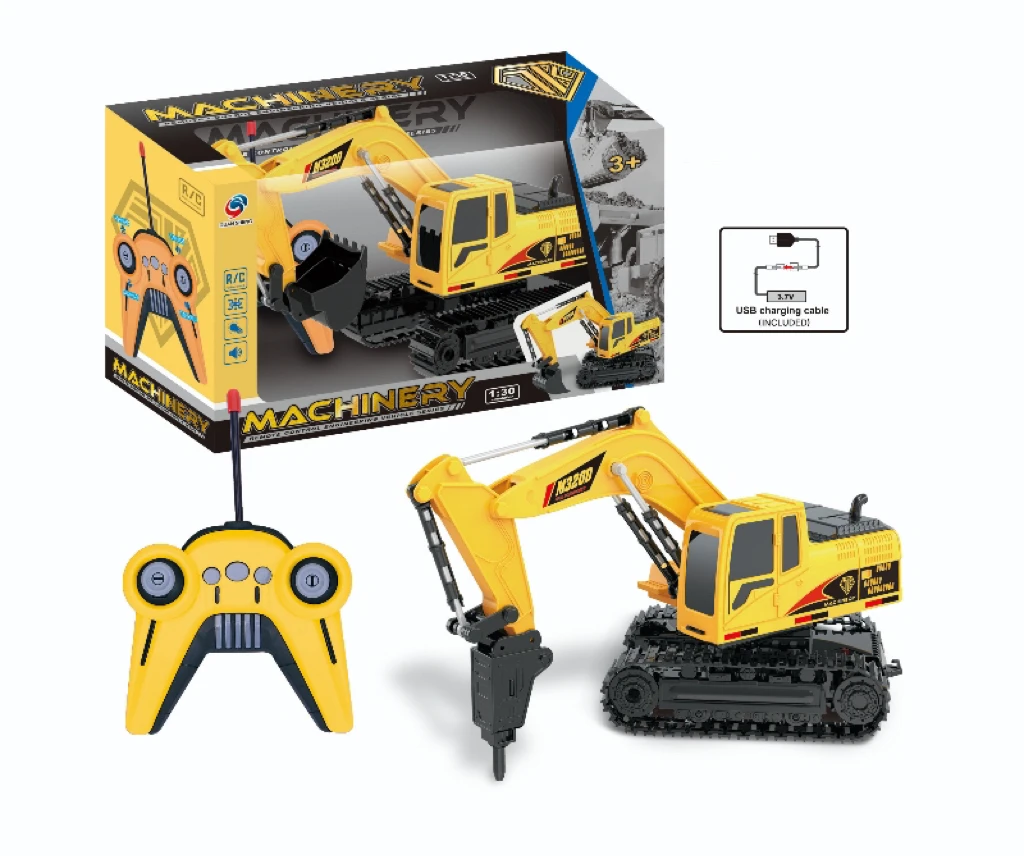 2.4GHZ Remote Control Electric Excavator Drilling Machine Simulated Diecast RC Truck 6WD Engineering Vehicles with lights