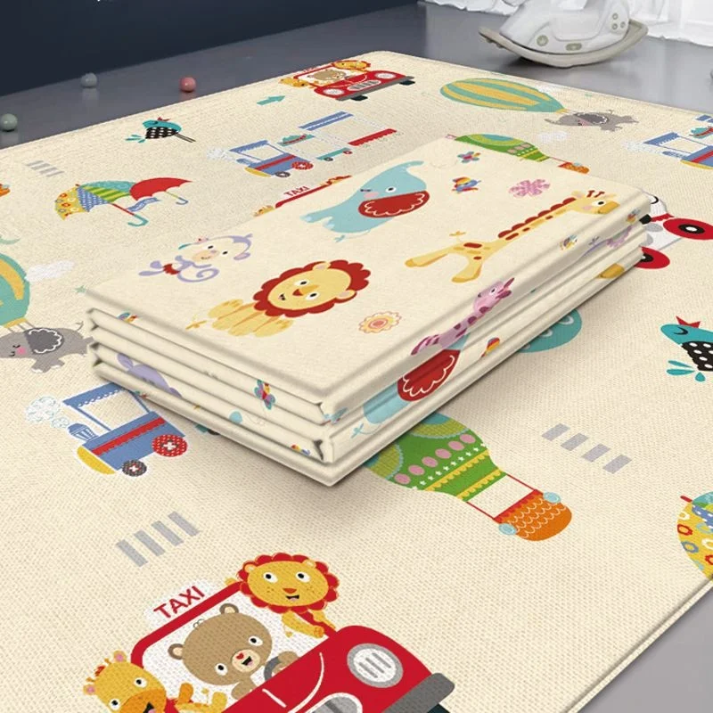 Eco Friendly Non-Toxic Soft Waterproof Folding Baby Crawl Play Floor Mat Double Side Colorful Cartoon Foldable Kid Baby Play Mat
