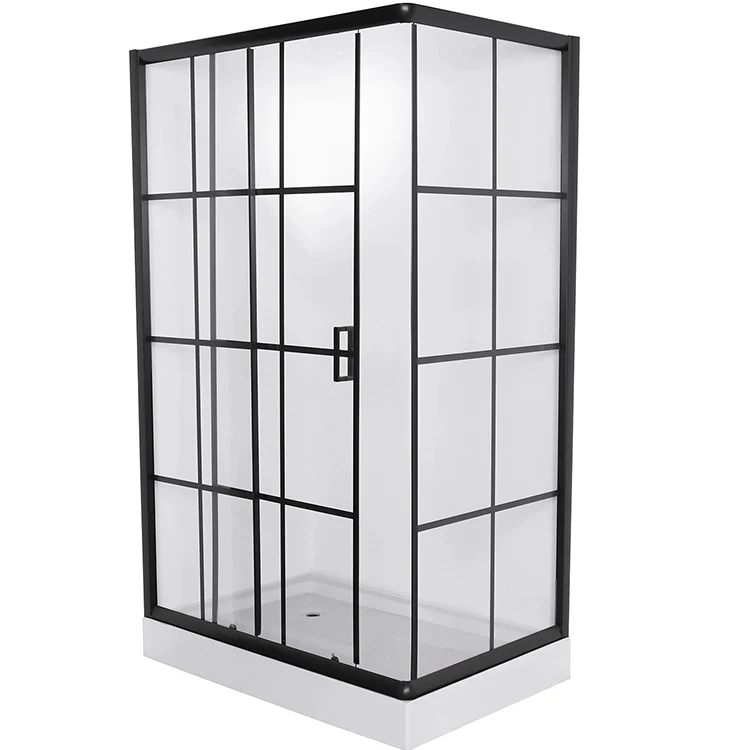 Душевая кабина из закаленного стекла Угловая Ванная комната стекло для душа черный OEM сервис 6 мм современный алюминиевый раздвижной 3 года 50 шт.