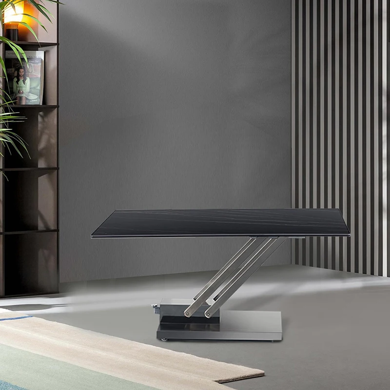 BKX Modern apartment Lifting Up and Down extendable Multi-functional ceramic Coffee Dining Table