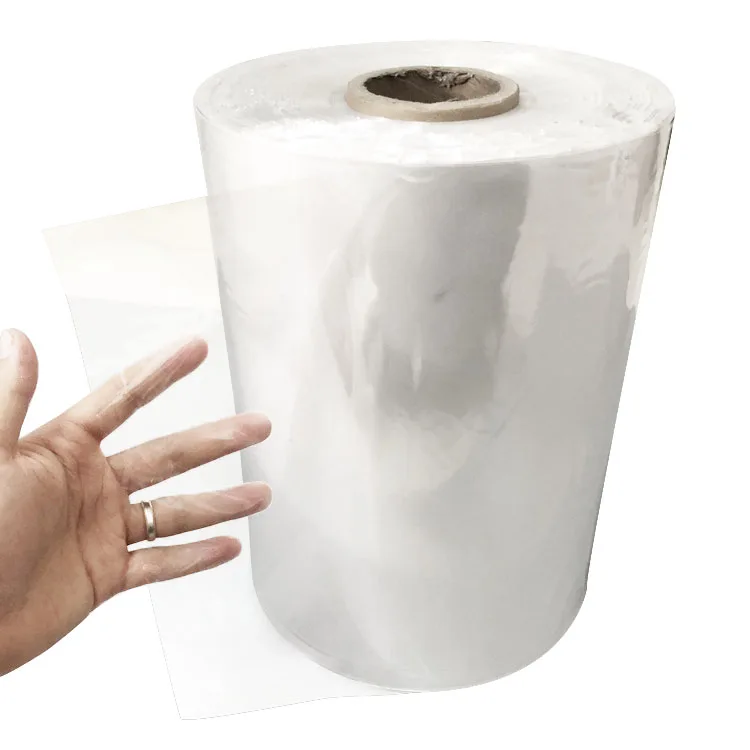 Factory stock multi size  plastic film pof clear shrink wrap film rolls polyolefin shrink roll wrap tube film