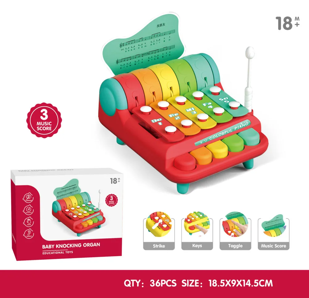 Cartoon Piano Xylophone Music Toys for Toddler Preschool Educational Kids Kick Piano Musical Instruments