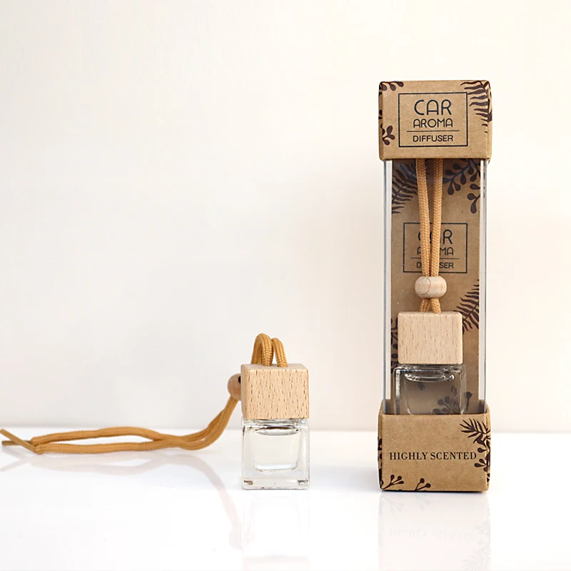 Car Air Freshener Fragrance Bottle Pendant Decor Empty Glass Hanging Car Diffuser Perfume Bottle 8ml 10ml with Wood Screw Lid
