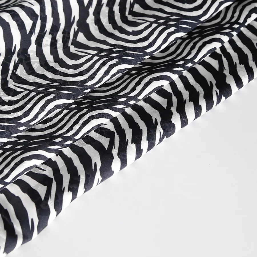 Custom digital printed Viscose Rayon Jacquard Sateen fabric