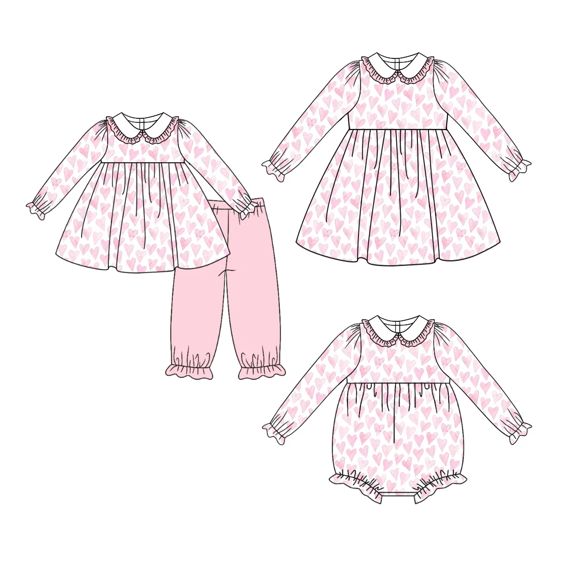 Pink sweet style a series of  child clothes comfy milk silk cute love heart waist in patterns kids girl clothing
