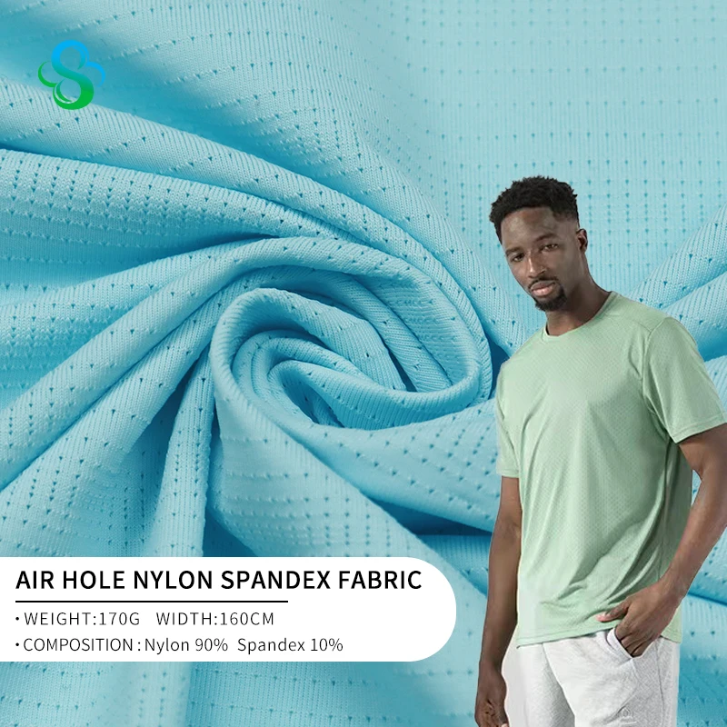 Weft High Elastic Wrinkle-resistant Ice Silk knitted cloth Breathable 4 Way Stretch Mesh Nylon Spandex Fabric for Sportswear