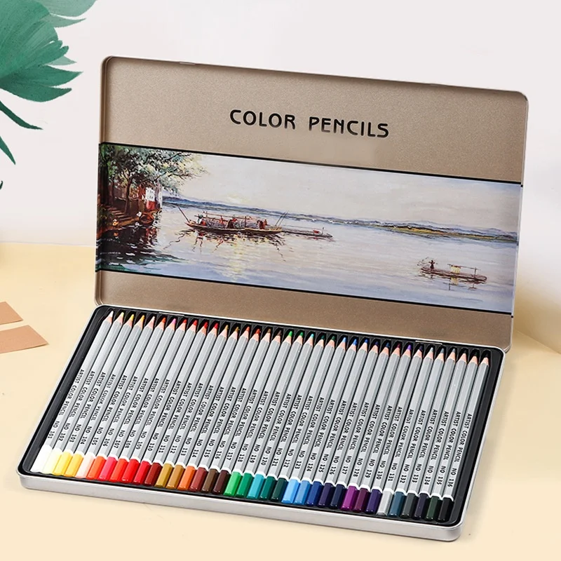 36pcs Professional Art Supplies Oily Color Pencil Set with Tin Box