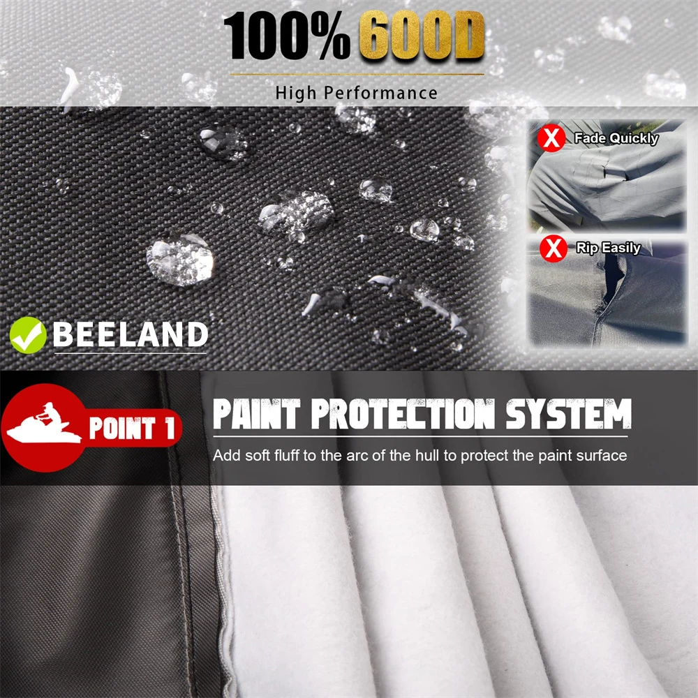 600D UV Resistant 2-3 Seats Trailerable Jetski Cover PWC Cover Waterproof Jet Ski Cover Fits For Yamaha Sea-Doo Kawas