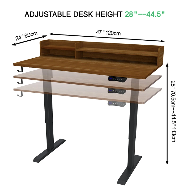 Stable & Durable Electric Lift Table with Bookshelf Made of Density Board for Home Hospitals Various Places Hospital Furniture