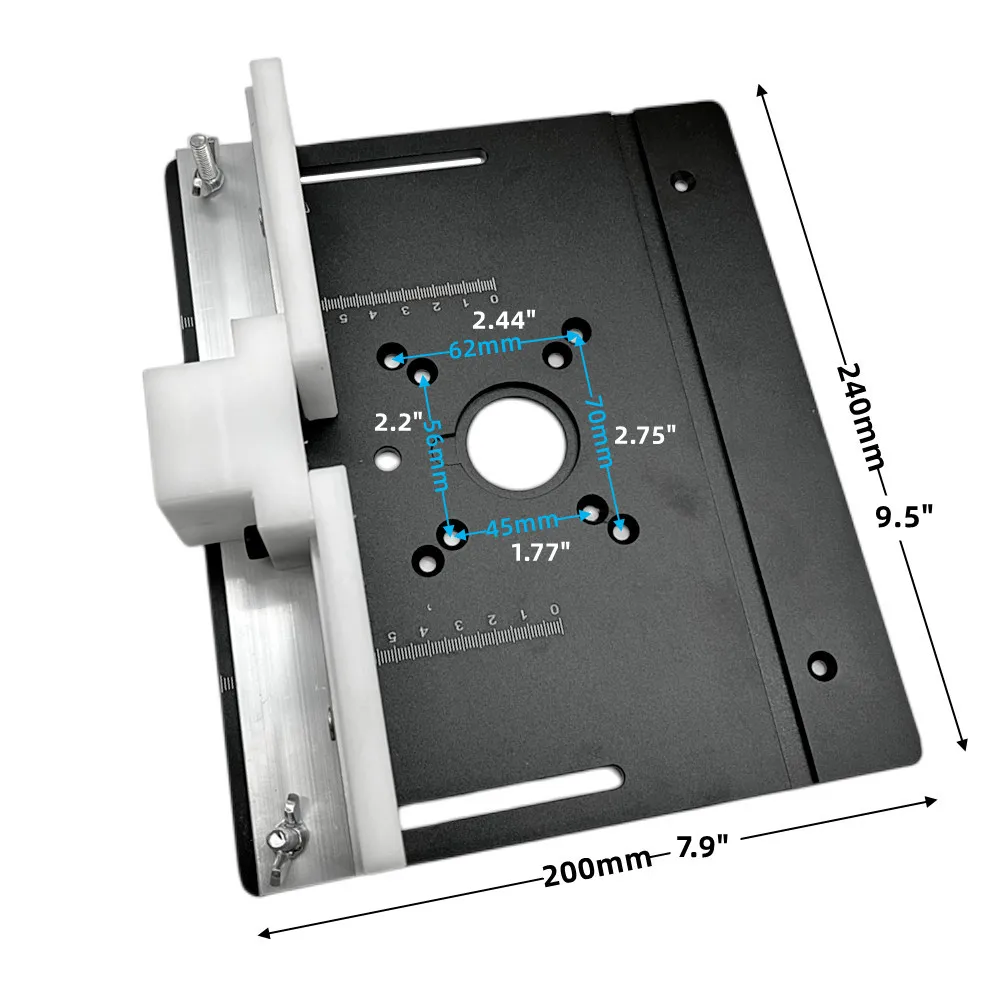 Woodworking Aluminum Router Table Insert Plate W/ Miter Gauge Guide and Bracket for Woodworking Benches Table Saw Hardware Tools