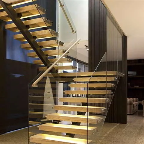 Guangzhou factory prefabricated modern luxury indoor metal stairs customized mono stringer straight staircase design