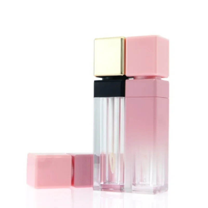 10ml Empty gradient Lip gloss tube with wand, 10ml square lip gloss container applicator