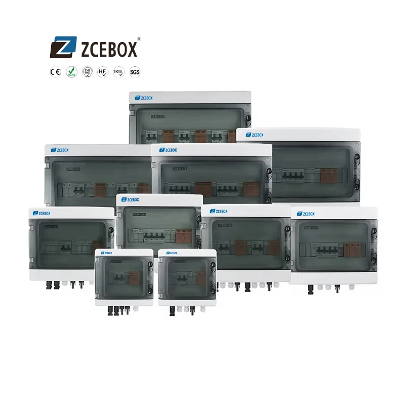 ZCEBOX  Customized 2 in 2 Out 2 String Solar Photovoltaic Pv Dc Array Plastic Combiner Box for Solar Panel System