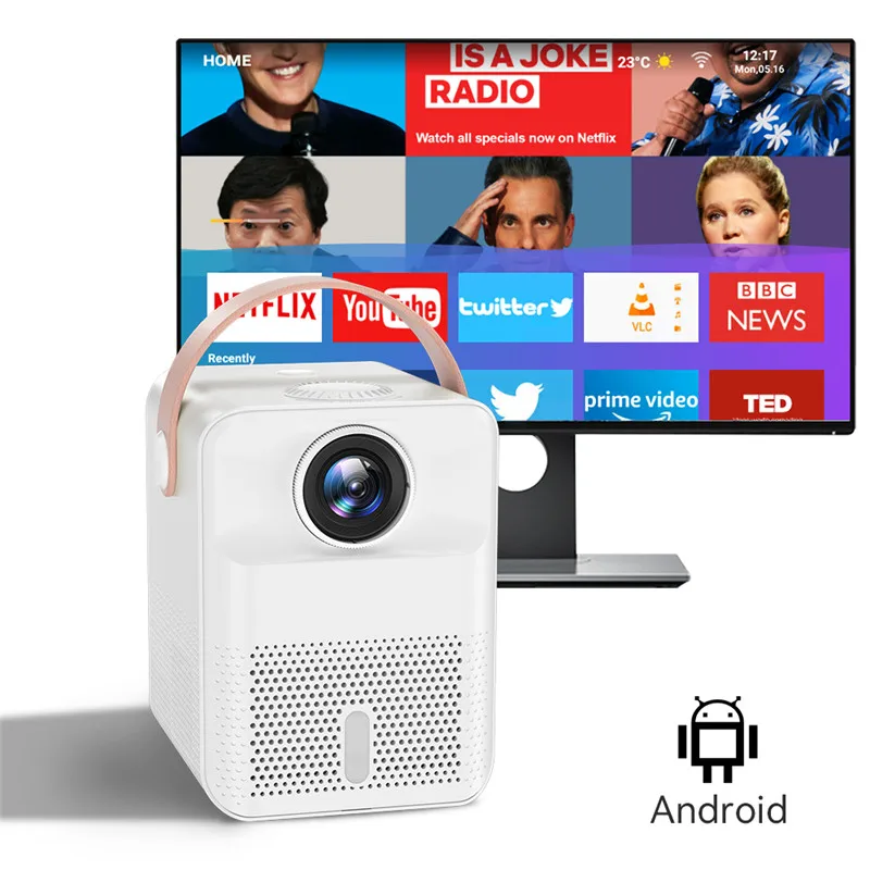 Hot LED Lamp Light Home Theater Beam Short Throw Mini Pocket Holographic Android Smart projectors