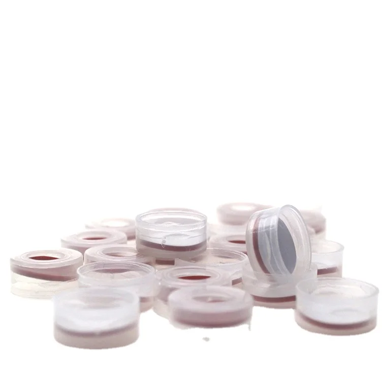 11mm snap cap pre-assembled Pre-cut  red PTFE white silicone septa snap open cap with hole