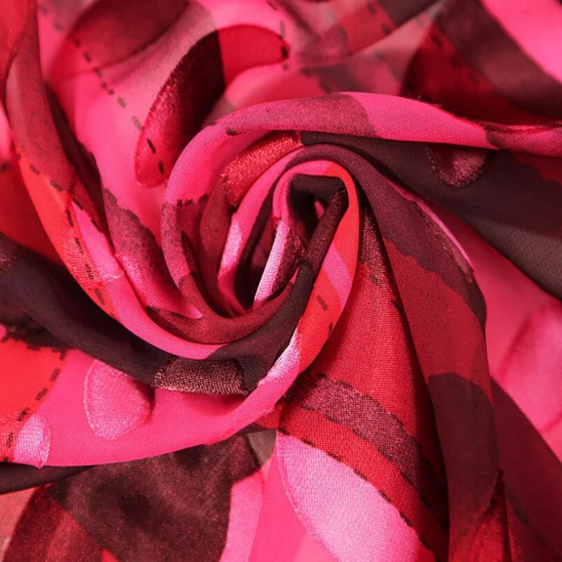 Various patterns on woven silk digital print burnout silk fabric in 100% silk