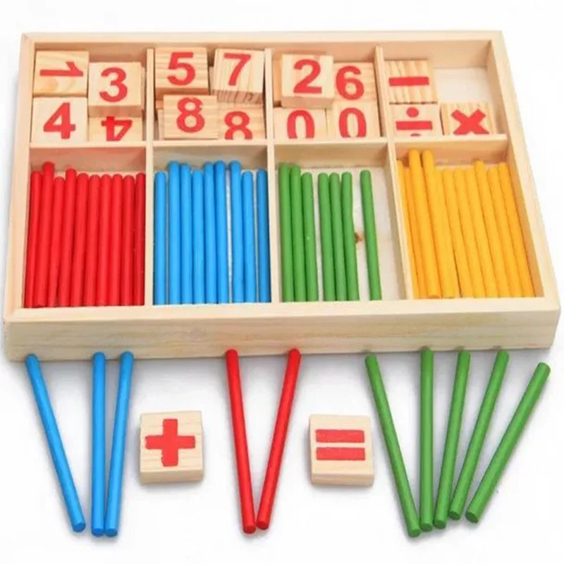 Children Wooden Digital Counting Stick Toy Math Puzzle Toys Counting Montessori Early Learning Toddlers Intelligence Develop Kid